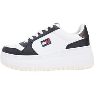 Tommy Jeans Donna Sneakers Court Basket Flatform con Lacci, Multicolore (Ecru/Black), 41
