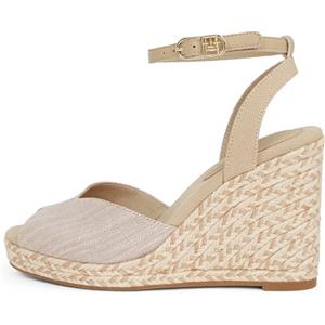 Tommy Hilfiger Donna Espadrillas Wedge Chambray High con Cinturino alla Caviglia, Beige (Horseradish), 39