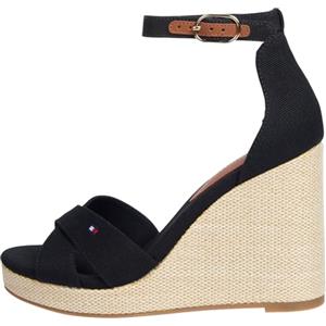 Tommy Hilfiger Donna Sandali Wedge Flag High Crisscross con Cinturino alla Caviglia, Nero (Black), 41
