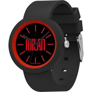 Seven Orologio Milan da polso, Rosso Nero, Analogico al quarzo, Bambini e Ragazzi, Orologio Sport e Calcio