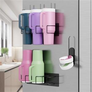 testyu Portabicchieri Magnetico per Frigorifero, Stanley Portabicchieri da 40 Oz con Organizer per Coperchio di Bicchiere, Robusto Organizer Magnetico per Bottiglie d'Acqua per Cucina e Frigorifero