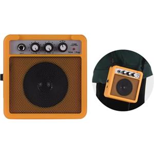 POENVFPO Mini Amplificatore per Chitarra, Amplificatore per Chitarra Elettrica Portatile da 5 W con Controllo del Volume, Overdrive, Doppio Ingresso, Uscita per Cuffie, Tracolla per Musicisti,