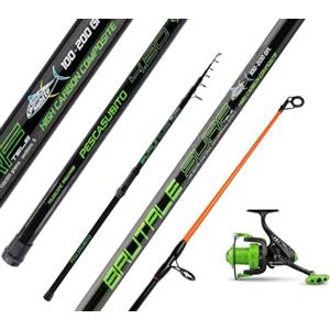 Generico Kit Combo Canna + Mulinello Surfcasting BRUTALE 4.20 Metri Lancio 100/200 Gr Pesca a Fondo Mare Surf Casting Spiaggia