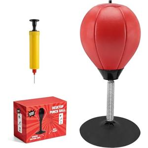 pangdapengpeng Sacco da Boxe da Tavolo, Punching Ball da Scrivania con Ventosa e Molla, Antistress con Ventosa per Tavolo per Ufficio, Casa (Rosso)