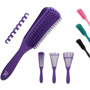 PINDAV Spazzola Districante per Capelli Ricci e Lisci, Spazzola Scioglinodi per Capelli Bagnati o Asciutti, VIOLA