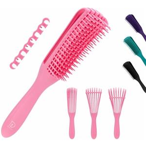 PINDAV Spazzola Districante per Capelli Ricci e Lisci, Spazzola Scioglinodi per Capelli Bagnati o Asciutti, ROSA