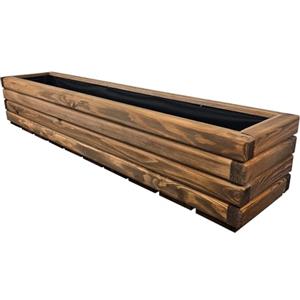 HolzGarden Fioriera in Legno con Tessuto Non Tessuto 118x25x25 cm cm Legno Massello Impregnato Colore Teak Vaso da Esterno per Giardino Balcone e Terrazza, Resistente alle Intemperie, 43L