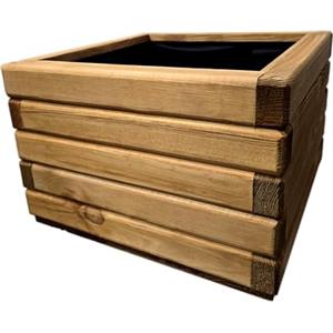HolzGarden Fioriera in Legno con Tessuto Non Tessuto 40x30x40 cm cm Legno Massello Impregnato Colore Pino Vaso da Esterno per Giardino Balcone e Terrazza, Resistente alle Intemperie, 29L