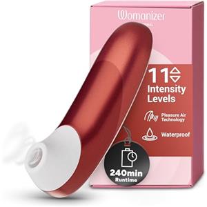 Womanizer Pro Succhia Clitoride Giocattolo per adulti | Vibratore per Donne & Coppie | Stimolatore Clitorideo 11 Velocità di Aspirazione | Massaggiatore Impermeabile per Stimolazione Intima | Rosso