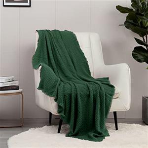 CREVENT Coperta in maglia bohémien, per divano, sedia, letto, decorazione per la casa, morbida, calda, accogliente, leggera, per primavera, estate, autunno (127 x 152 cm, verde natalizio)