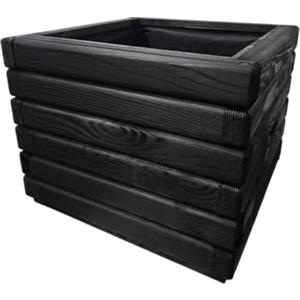 HolzGarden Fioriera in Legno con Tessuto Non Tessuto 40x30x40 cm cm Legno Massello Impregnato Colore Ebano Vaso da Esterno per Giardino Balcone e Terrazza, Resistente alle Intemperie, 29L