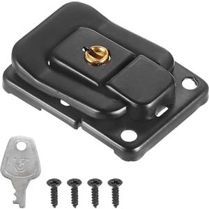 PATIKIL Chiavistello per Valigia 1,6 x 1,10,1pz Chiavistello Leva in Ferro con Chiavi/Viti Serratura per Scatola Gioielli Cassa in Legno Cassetta Attrezzi, Nero