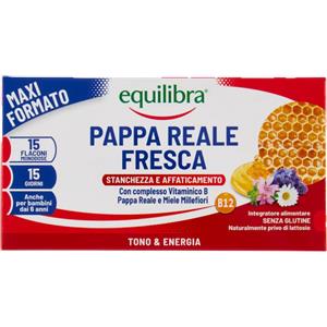 Equilibra Pappa Reale Fresca - Integratore Energetico con Miele, 15 Flaconcini da 225 ml
