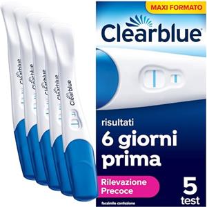 Clearblue Test di gravidanza Clearblue, Rilevazione Ultra Precoce (10 mUI/ml) Maxiformato, Risultati 6 giorni prima, Risultati accurati al 99%, 5 test