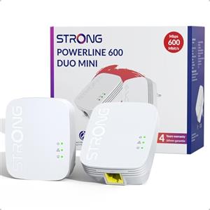 STRONG AV600 Kit Powerline, Ripetitore Powerline Ethernet HomePlug AV2, Plug & Play, Sicurezza One-Touch, Modalità Risparmio Energetico, Porte LAN 100Mbps (PL600M)