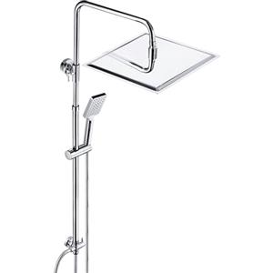 JOHO Colonna Doccia in Acciaio INOX senza Miscelatore Termostatica, Asta Doccia Saliscendi con Soffione e Doccetta, Set Doccia a Pioggia con Soffione 30x30 cm Cromo