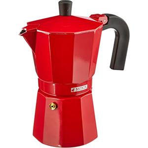 MONIX Fresa | Caffettiera italiana di Alluminio, 6 Tazze, Colore fragola, Adatta a tutti i tipi di piani cottura, Esclusa induzione
