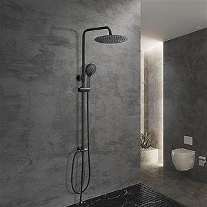 JOHO Sistema Doccia a Pioggia Colonna Doccia idromassaggio Colonna Doccia Nero con Soffione Senza Miscelatore Set Doccia Completo con Porta Ogetti Colonna in Acciaio INOX (D20cm)