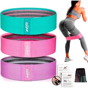 Edifit, Elastici Fitness, con 3 Livelli di Resistenza, Fitness, Elastici Antiscivolo, Confezione da 3, per Palestra, Yoga, Crossfit, Pilates o Esercizi a Casa (Viola, rosa e verde)