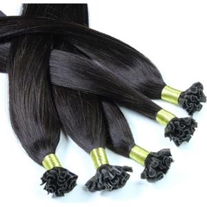 Hair2Heart 25 x 0.5g Extension Capelli Veri Cheratina - 60cm, Colore #1b Nero Naturale, liscio