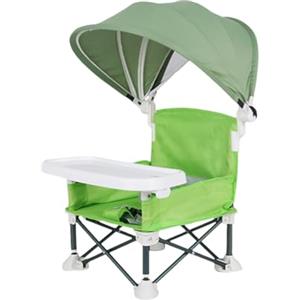Generic Seggiolino portatile per bambini, da viaggio, con vassoio per mangiare, pieghevole, con tettuccio parasole, per casa, viaggi, campeggio, picnic, prato, spiaggia