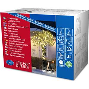Konstsmide 3612-103 / Catena di microluci LED / 120 diodi Bianco Caldi / 24V trasformatore da Esterno/Cavo Trasparente