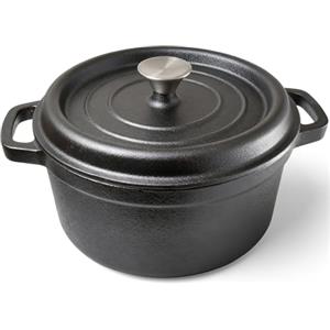 HOUSLUX Pentola in ghisa, 26 cm, 5,1 l, con coperchio, per cottura a induzione, per cucina, stufare e arrostire