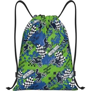 HLBSDM Borsa sportiva con coulisse per moto, motocross, dirt bike, palestra, yoga, zaino per adulti, 14x16,9 pollici, taglia media.