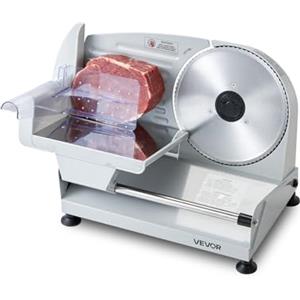 VEVOR Affettatrice Elettrica per Carne, Macchina Affettatrice per Prosciutto Salumi Lama in Acciaio Inox 420 Spessore di Taglio Regolabile tra 0-15 mm, Carne Congelata Baguette Bistecche, 200 W