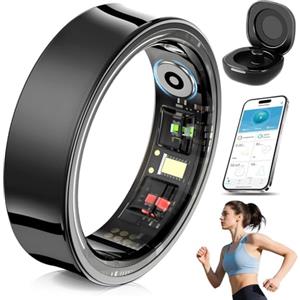 ICOVERI Anello Intelligente 2026 per Uomo e Donna - Smart Ring con Monitoraggio del Sonno, Cardiofrequenzimetro e SpO2 - Tracker di Attività Fisica e Salute IP68, Compatibile con iOS e Android (Nero, Taglia S