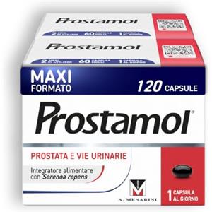 Prostamol, Integratore Prostata e Vie Urinarie, con Serenoa repens, 120 cps | con Serenoa repens 320mg per il Benessere Urinario Maschile, Senza Glutine, Senza Zuccheri, Senza Lattosio, Senza Coloranti