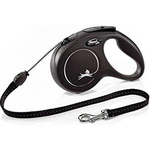 FLEXI Croci Flexi New Classic Cord, Guinzaglio per cani allungabile, taglia M fino a 20 kg, lunghezza 5 Metri, colore Nero