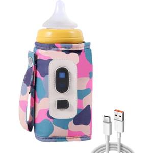 Generico Scaldabiberon portatile, borsa scaldabiberon USB - Scaldalatte portatile USB Scaldabiberon digitale,Borsa per bottiglia con temperatura a 5 ingranaggi, alimentazione regolabile per il mantenimento del