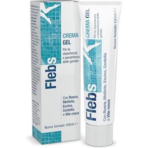 Flebs Crema Gel Gambe 100ml, Trattamento Lenitivo a Base di Estratti Vegetali per Gambe Pesanti, Gonfie, con Capillari Fragili e Problemi di Circolazione, con Effetto Rinfrescante