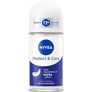 NIVEA Deodorante Roll on Protect & Care 6 x 50 ml, Deodorante donna per una protezione 72h, Deo roll on antitraspirante senza alcool e dermotestato, Con ingredienti nutrienti e profumo di NIVEA Creme