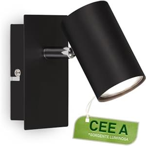 BRILONER - Lampada parete LED interni, CEE A sorgente luminosa, orientabile, 3000K bianco caldo, 2,4 W 450 lumen, luce lettura murale, illuminazione soggiorno, cucina, corridoio, camera, nero