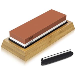SHAN ZU Pietra Affilacoltelli, 1000/6000 Grana Giapponese Pietra per Affilare Coltelli, 2-in-1 Pietra Affilatura Professionale con Guida Angolare & Supporto in Silicone Antiscivolo
