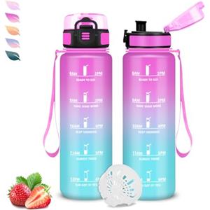 Grsta Borraccia 0,5 litri, Borraccia Motivazionale, Senza Perdite, Facile Da Trasportare, Bottiglia Orari, Bottiglia Graduata, Facile Da Pulire, Per Yoga, Fitness, Campeggio, Bambina, Scuola