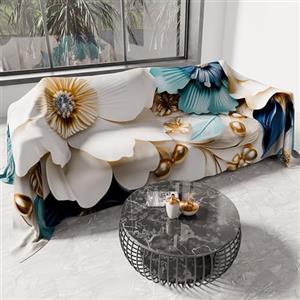 PETTI Artigiani Italiani - Telo Arredo in Microfibra, Copritutto, Copridivano 400x270 cm, Fantasia Floreale 05 19 | Telo Protettivo Lavabile, Copriletto e Copritavolo Multiuso per Divani