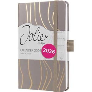 SIGEL J6350 Agenda settimanale Jolie 2026-1 anno - circa A6 - Mocca Meringue - 2 pagine = 1 settimana - copertina rigida - 80 g/m² - marrone - 174 p. - certificazione FSC