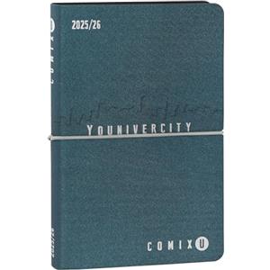 COMIX U YOUNIVERCITY - Agenda Settimanale 2025-2026, Diario 13 Mesi, con Copertina Morbida in PU, Elastico, 224 Pagine, Ideale per l'università 11,8x18cm, Blu
