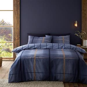 Catherine Lansfield Set copripiumino matrimoniale reversibile in cotone spazzolato Melrose Tweed a quadri, con federe, blu