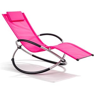 Arreditaly Poltrona Basculante Sdraio A Dondolo Da Giardino Con Poggiatesta Removibile In Textilene Traspirante Telaio In Metallo Ergonomica Relax Piscina Terrazzo Outdoor 73 x 150 x 93 Cm Fuxia
