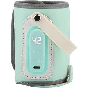 Grtheenumb Scaldabiberon, Scaldabiberon portatile in PU a temperatura regolabile con manico Display digitale ricaricabile da 21 W Elementi essenziali per bambini