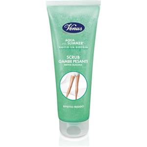 Venus Aqua Slimmer Doccia Scrub Gambe Pesanti 250ml, Esfoliante Effetto Freddo alla Menta Glaciale, Sollievo Immediato Stanchezza e Gonfiore, Drenante e Defaticante Sotto la Doccia, Pelle Liscia