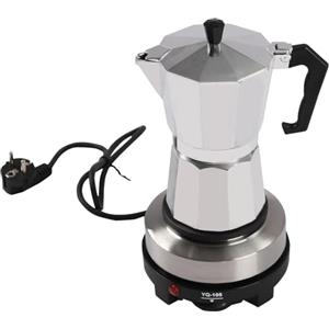 Ysislybin Caffettiera Italiana Moka Express Elettrica, 300 ML Caffettiere Moke Express 6 Tazze di Caffè, Mini Piastra Riscaldante Caffettiera Italiana Moka Express in Alluminio Expresso da Campeggio
