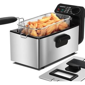 Aigostar Friggitrice 2200Watts, Capacità 3 Litri con Finestra, Controllo di Temperatura, Ciotola d'Olio Removibile