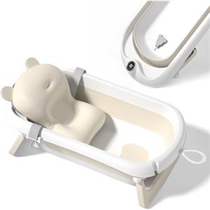 SUPERBE BEBE Bagnetto per bambini pieghevole con cuscino da bagno/Vaschetta bagno neonato XL con termometro per il controllo della temperatura dell'acqua/Dalla nascita ai 2 anni