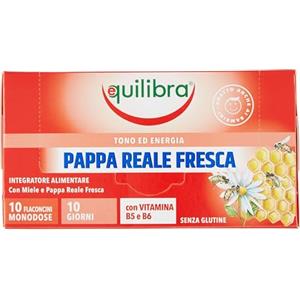Equilibra Integratori Alimentari, Pappa Reale Fresca, Integratore con Vitamine del Gruppo B, Arricchito con Miele Millefiori, Adatto Anche ai Bambini Sopra i 6 Anni, 3 Confezioni da 10 Flaconcini