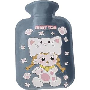 Generico Borsa 'acqua calda, borsa 'acqua calda con coperchio | Borsa per acqua calda invernale Borsa per acqua calda da 500 ml,Morbido cuscino riscaldante portatile, scaldaletto di grande capacità per piedi e